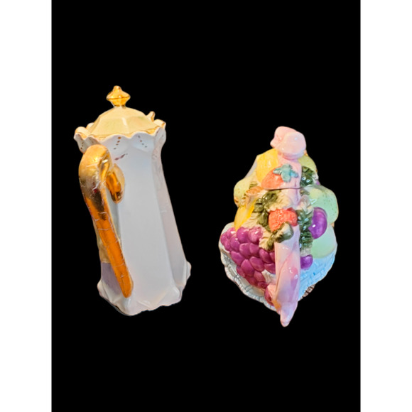 2 Large Decorative Tea Pots with Fruit - Picture 4 of 6